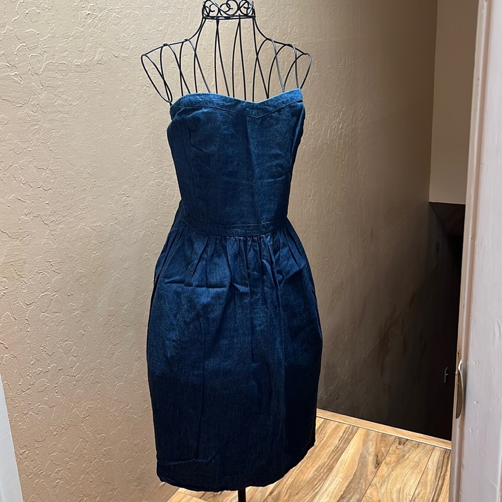 Chambray strapless dress